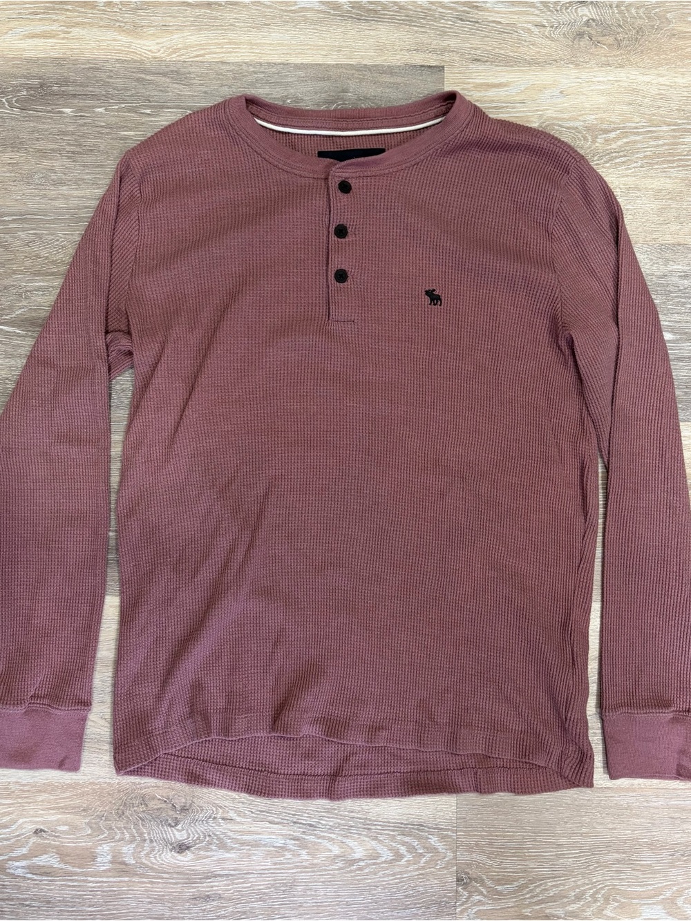 Abercrombie & Fitch Mauve Long-Sleeve Waffle Henley